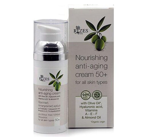 Anti-aging Cream For All Skin Types 50+ With Olive Oil, Hyaluronic Acid, Almond Oil & Vitamins A, E, F - Rizes-0